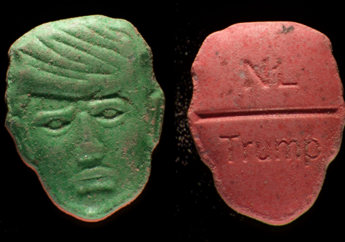 Ecstasy pills featuring an image of Trump have appeared in the Netherlands Ecstasy pills featuring an image of Trump have appeared in the Netherlands