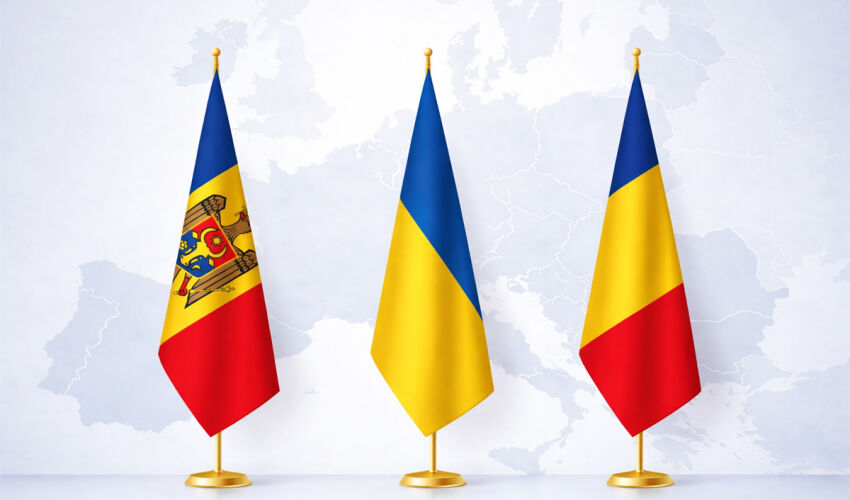 Flags of Moldova, Ukraine and Romania