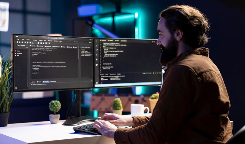 un programator la locul de muncă