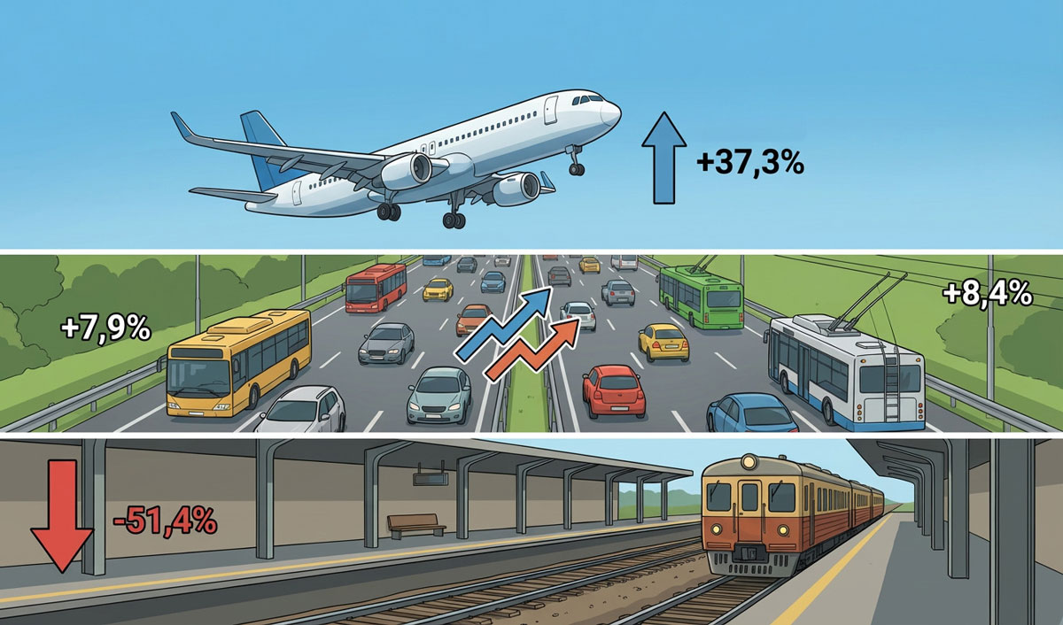 Passenger turnover rose, cargo turnover fell