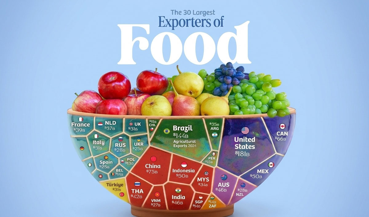 Who and what feeds the planet? Top 30 largest food exporters