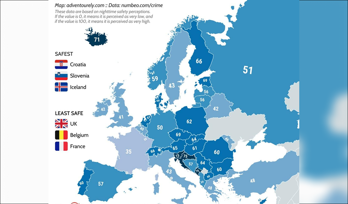  Clasamentul subiectiv al siguranței țărilor din Europa