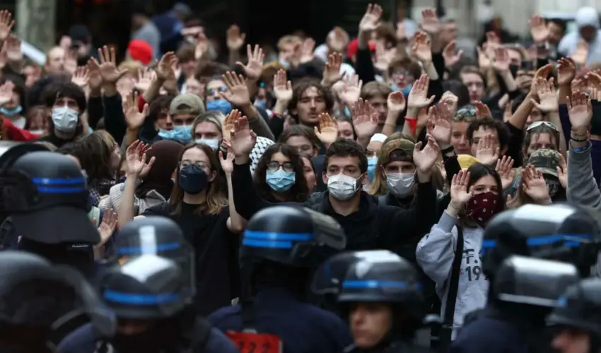More than 400,000 people took to the streets in France to protest protests in France